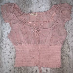 Pacsun La Hearts Off shoulder pink Top Size Small